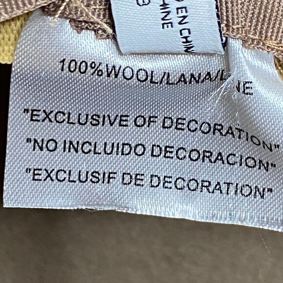 Nine West Felted Wool Hat Tan Wide Brim Cloche Black Faux Leather Band - Picture 9 of 11